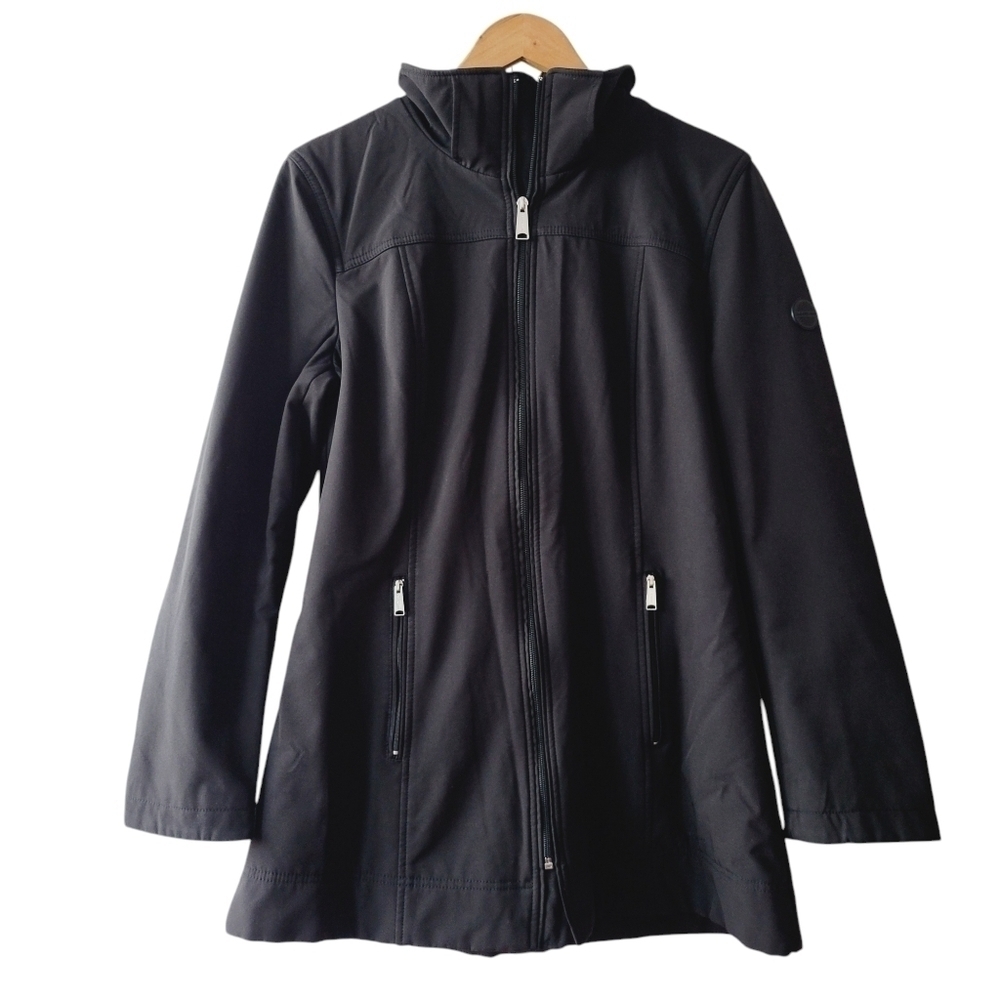 Andrew Marc Women's Black Zip-Front Lightweight Coat